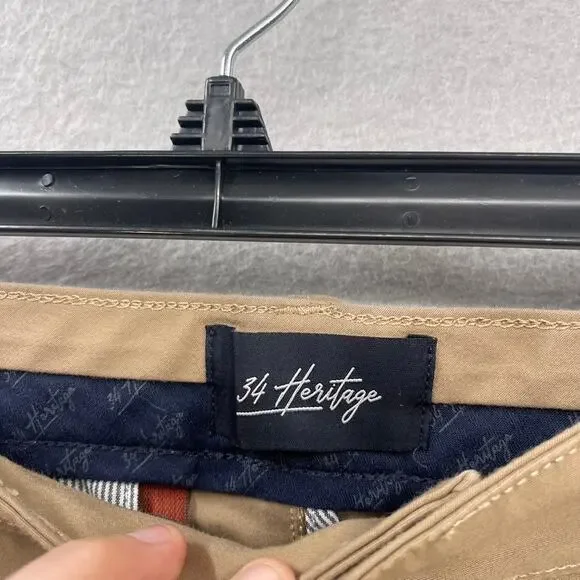 34 Heritage Pants Mens 32x32 Brown Verona Mid Rise Slim Leg Chino Stretch Casual - Picture 2 of 16